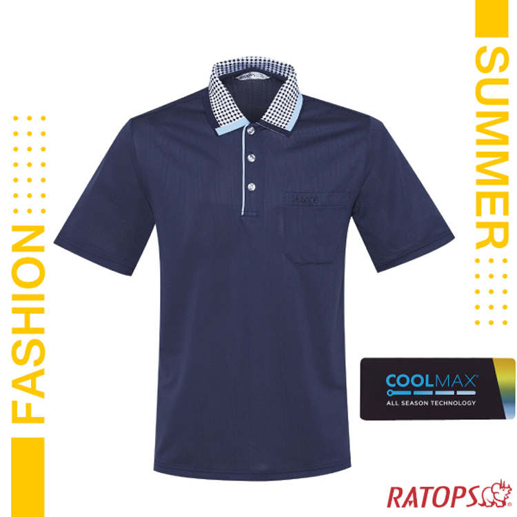 【瑞多仕-RATOPS】男款 COOLMAX 輕量透氣短袖POLO衫(門襟出芽配) _DB1703 深藍莓.水藍芽✿30E010